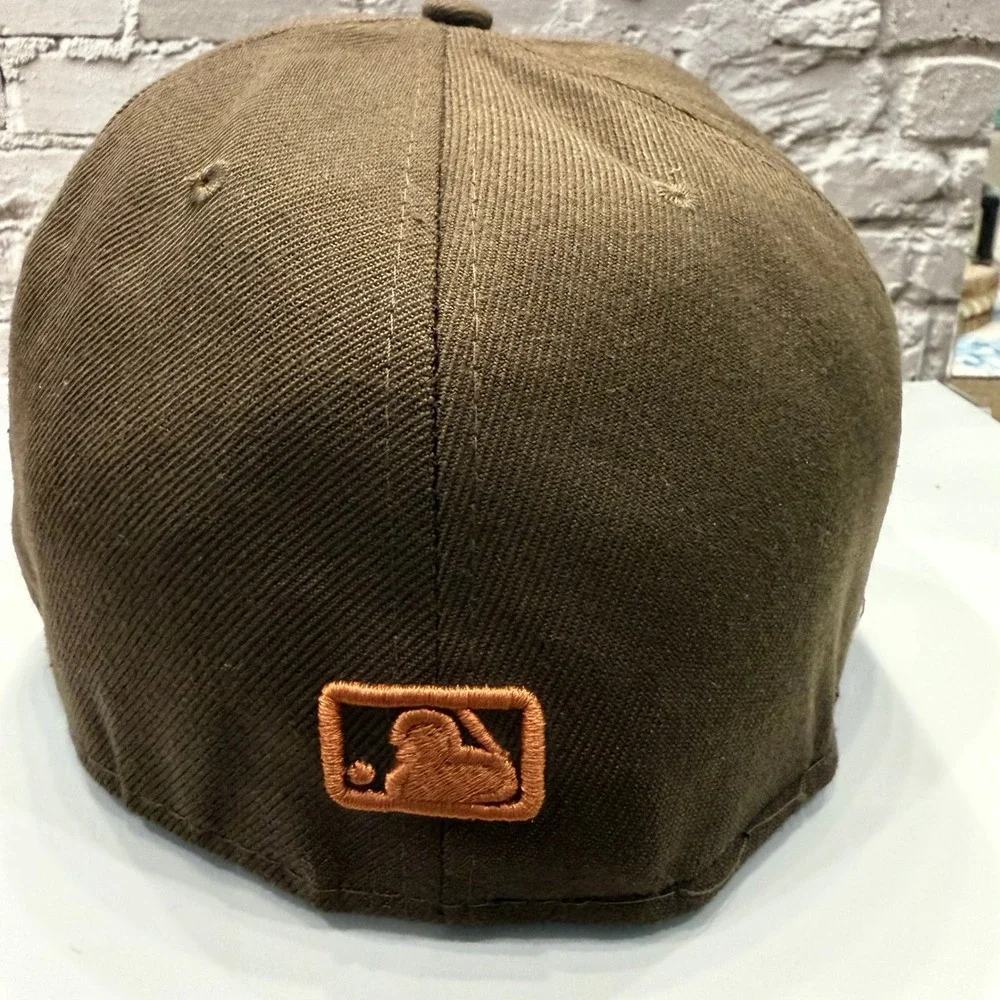 New Era Los Angeles Dodgers Hat Mens 7 1/2 Brown Orange 59FIFTY Fitted Cap